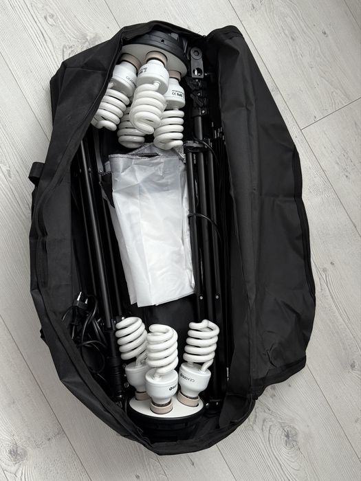 2 lampy studyjne Softbox 50x70 2x4 żarówki 45w statyw do zdjęć