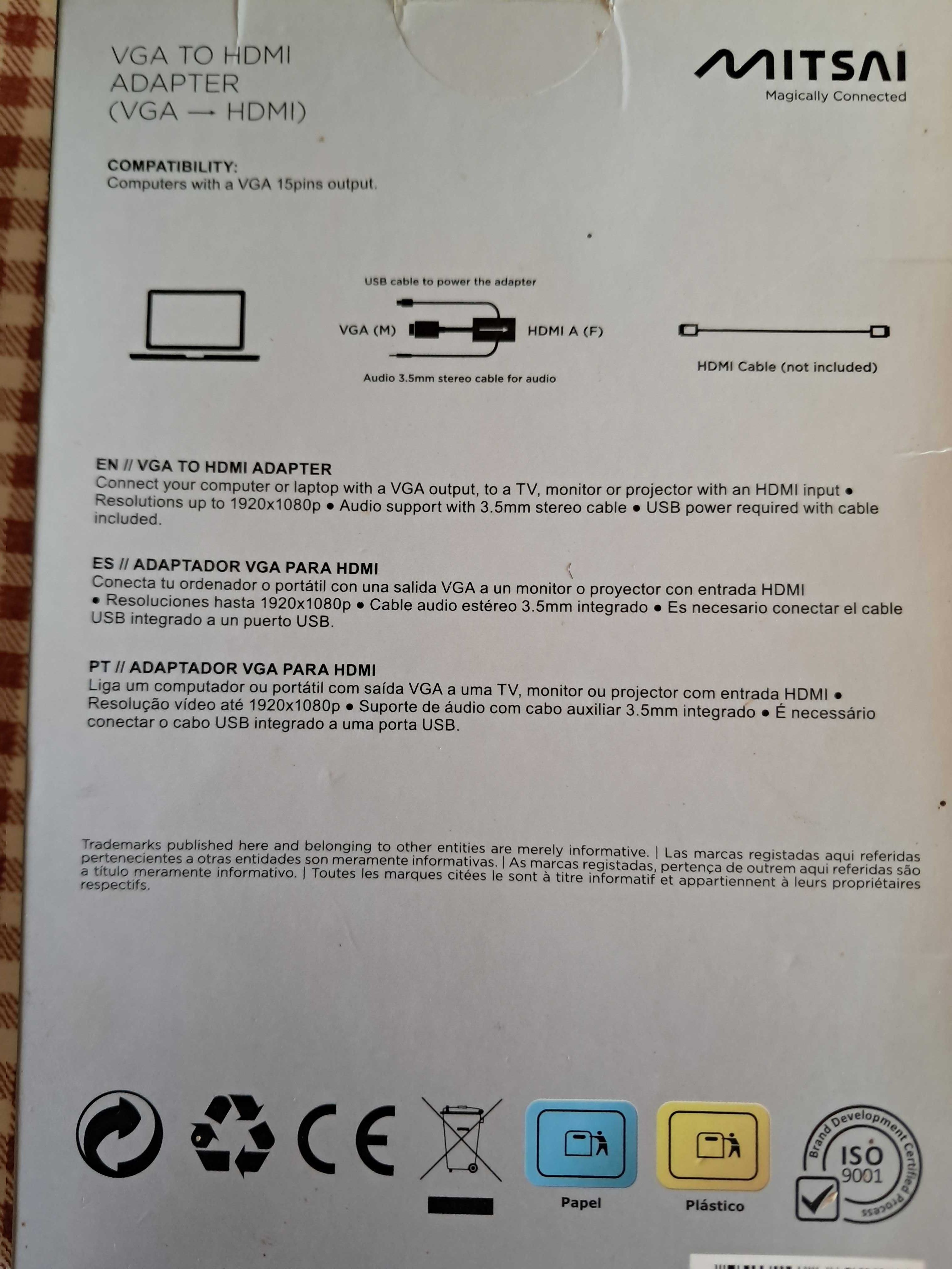 Adaptador VGA/HDMI-Mitsai (Negociável)