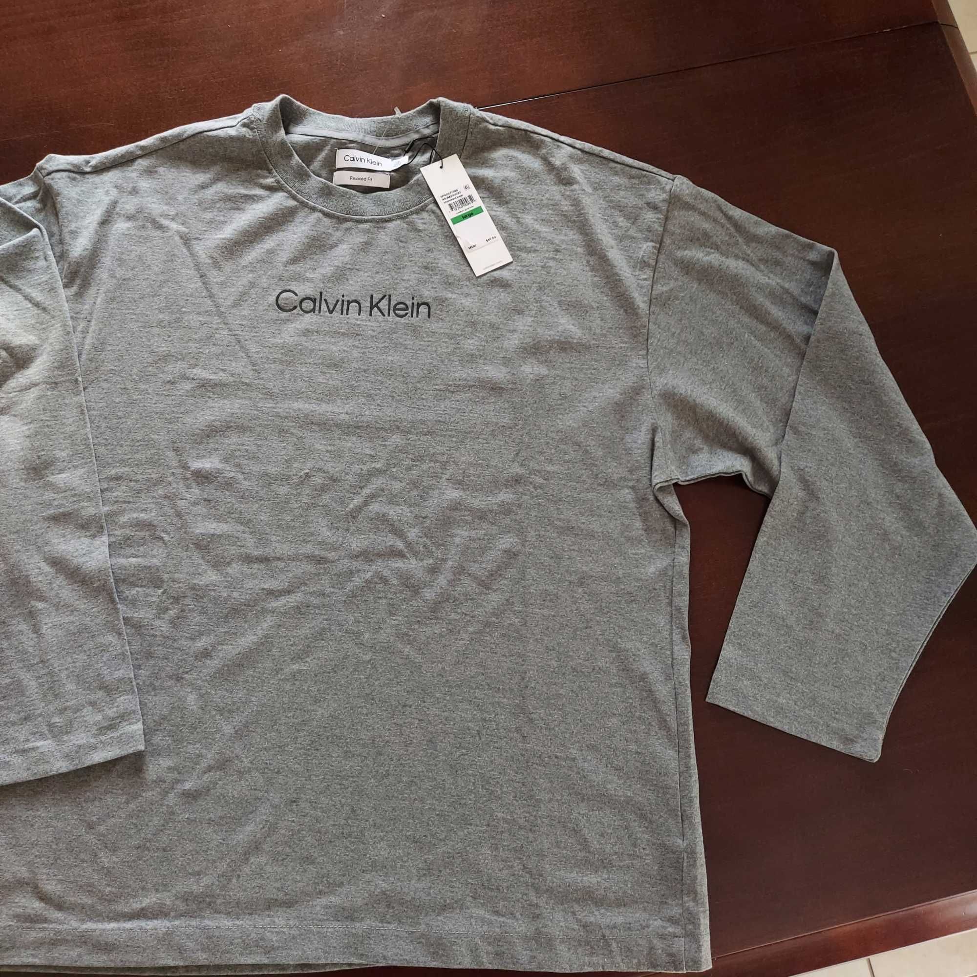 Calvin Klein bluzo koszulka szara long sleeve z USA