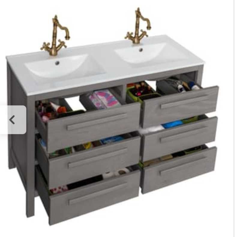 móvel de casa de banho cinza 120cm com 6 gavetas com torneira