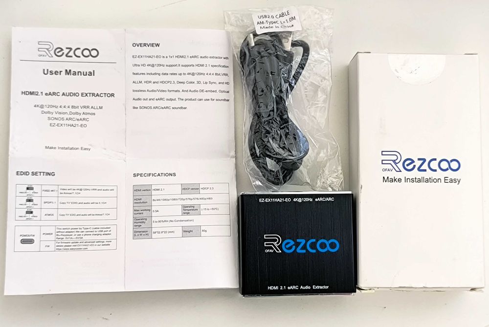 Конвертер аудіо відео екстрактор EZCOO HDMI 4K/8K EDID