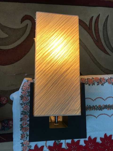 Lampa Stojąca Ciemne drewno, beżowy klosz, 60 cm, romantyczna