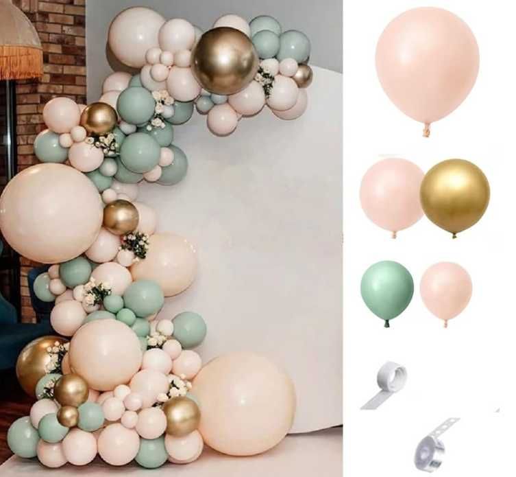 GIRLANDA Balonowa ZIELONO BEŻOWA Zestaw Balonów Urodziny Wesele