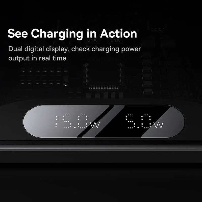 Беспроводная зарядка Baseus LED Display 2in1 Wireless Charger 20W