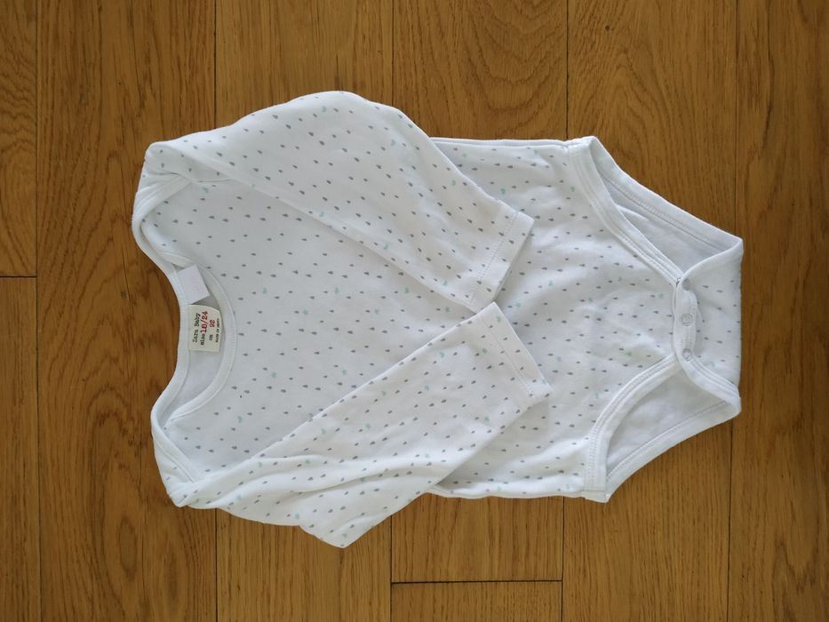 92 ZARA body z długim rękawem deszcz gwiazdki krople białe