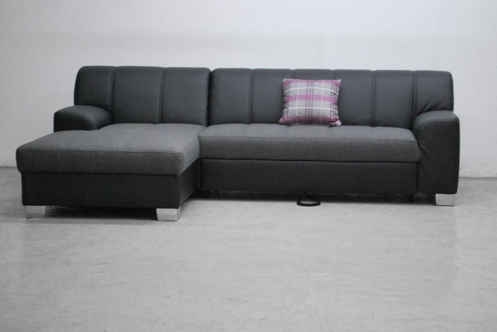 RCŁ Nowy narożnik funkcja spania rogówka, KANAP czarna eko skóra sofa