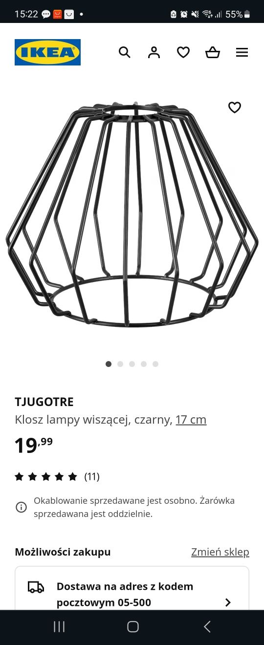 Klosz lampy wiszącej abazur 5 szt.