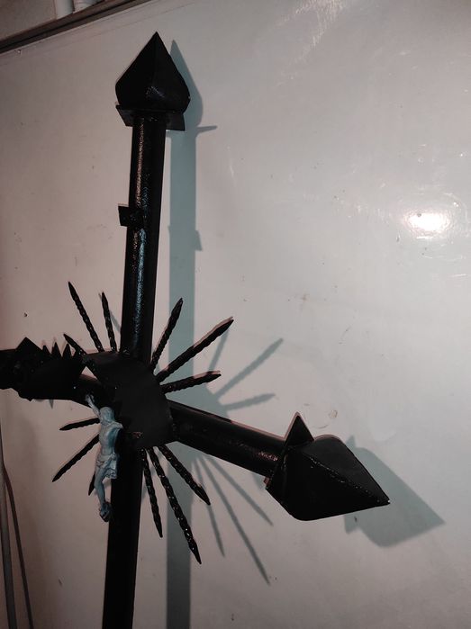 Stary Metalowy Masywny KRZYŻ (na cmentarz) - 2 m wysokości !!