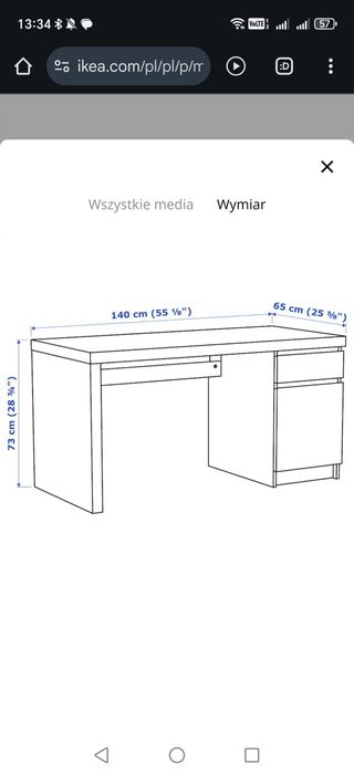 Czarne biurko Ikea MALM