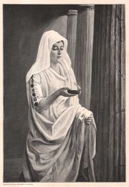 Młoda chrześcijanka. Drzeworyt ilustracyjny 1897 r. autentyk