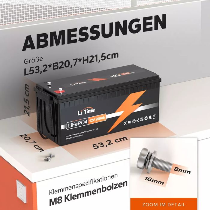 Аккумулятор литиевый LiTime 12V 200Ah LiFePO4