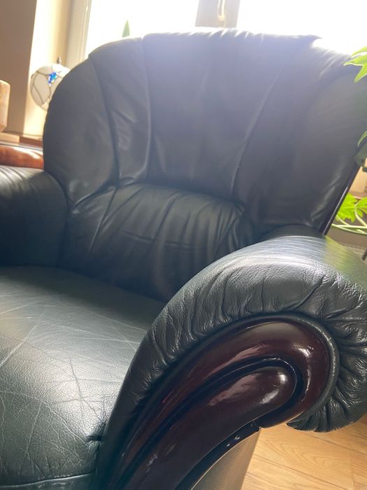 Zestaw wypoczynkowy skórzany, fotele plus sofa