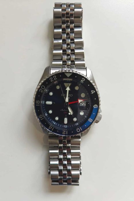 Seiko 5 Sports SSK003K1 GMT Preto/Azul — Como novo, Full set, Garantia