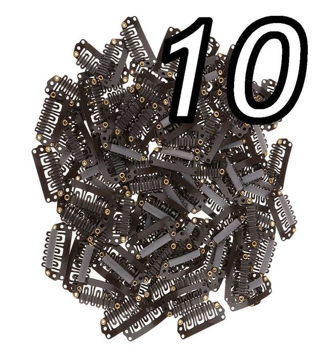 Zapasowe spinki do włosów clip in ciemny  brąz 2,8 cm 10 sztuk zestaw