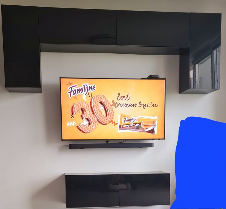 Meblościanka czarny połysk 240x37x35 szer,wys,głę zapas nowe 2 fronty
