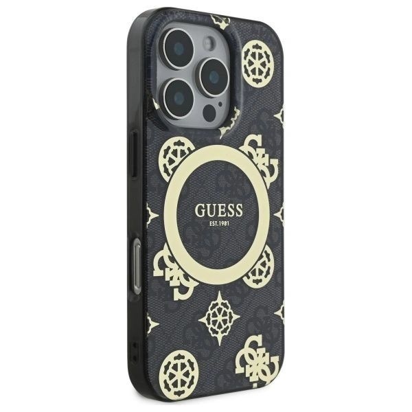 Etui Guess do iPhone 16 Pro Max MagSafe Peony On 4G Background Black