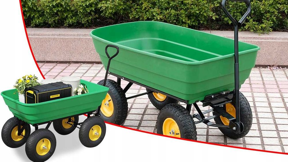 wózek transport ogrodowy wywrotka taczka przyczepka wytrzymała 75l xxl