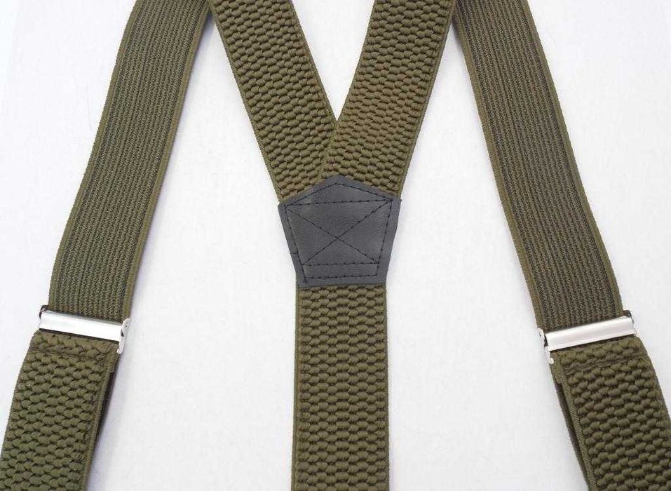 Мужские широкие усиленные подтяжки хаки / підтяжки хакі посилені