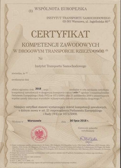 Licencja Transportowa BUS