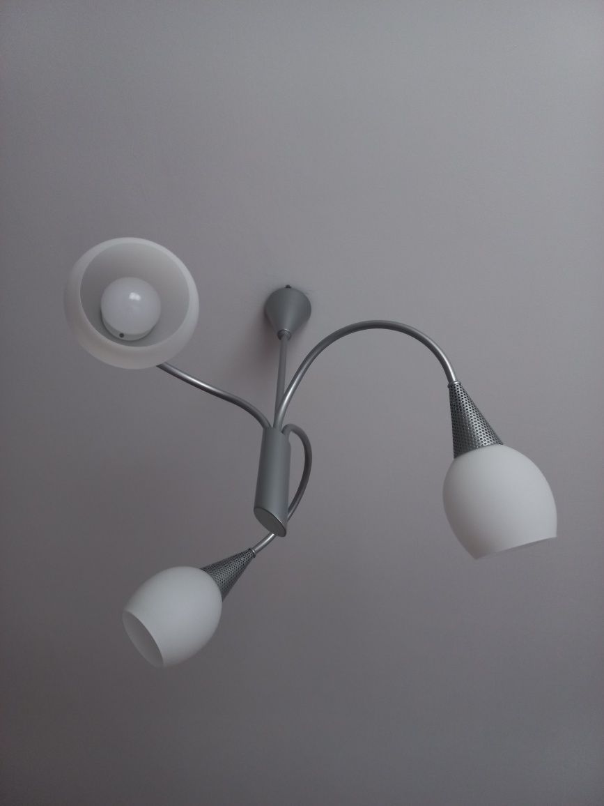 2 lampy wiszące biało srebrne