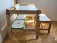 IKEA FLISAT regulowane biurko dla dziecka + ławka + pojemniki TROFAST