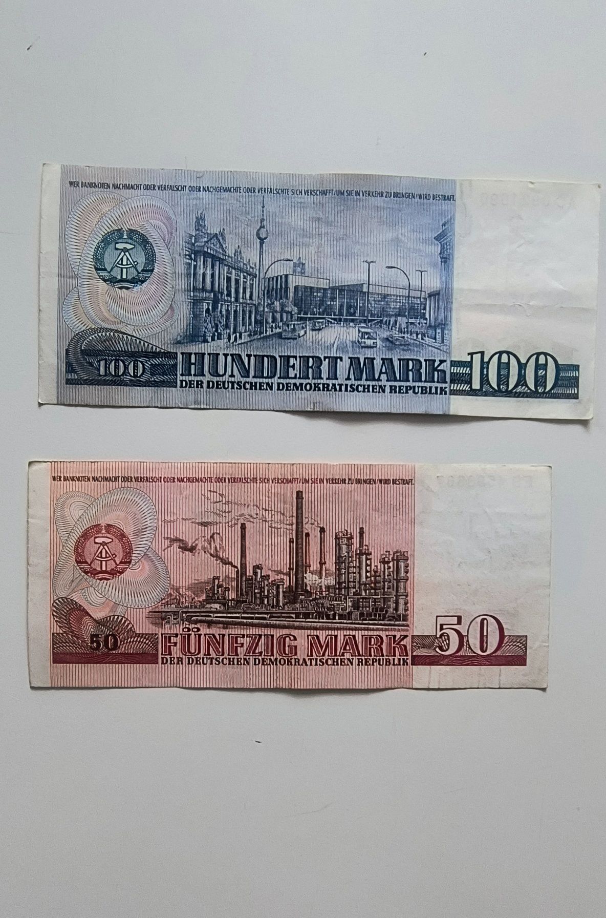 Banknoty DDR nominał 50 i 100 marek