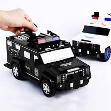 Сейф копилка электронная с кодом и отпечатком полицейская машина