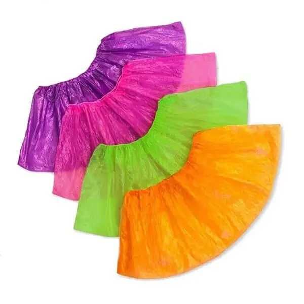 Одноразові бахіли 40х14 см 3 г (100 шт./пач) фіолет/рожев/зелені/жовті