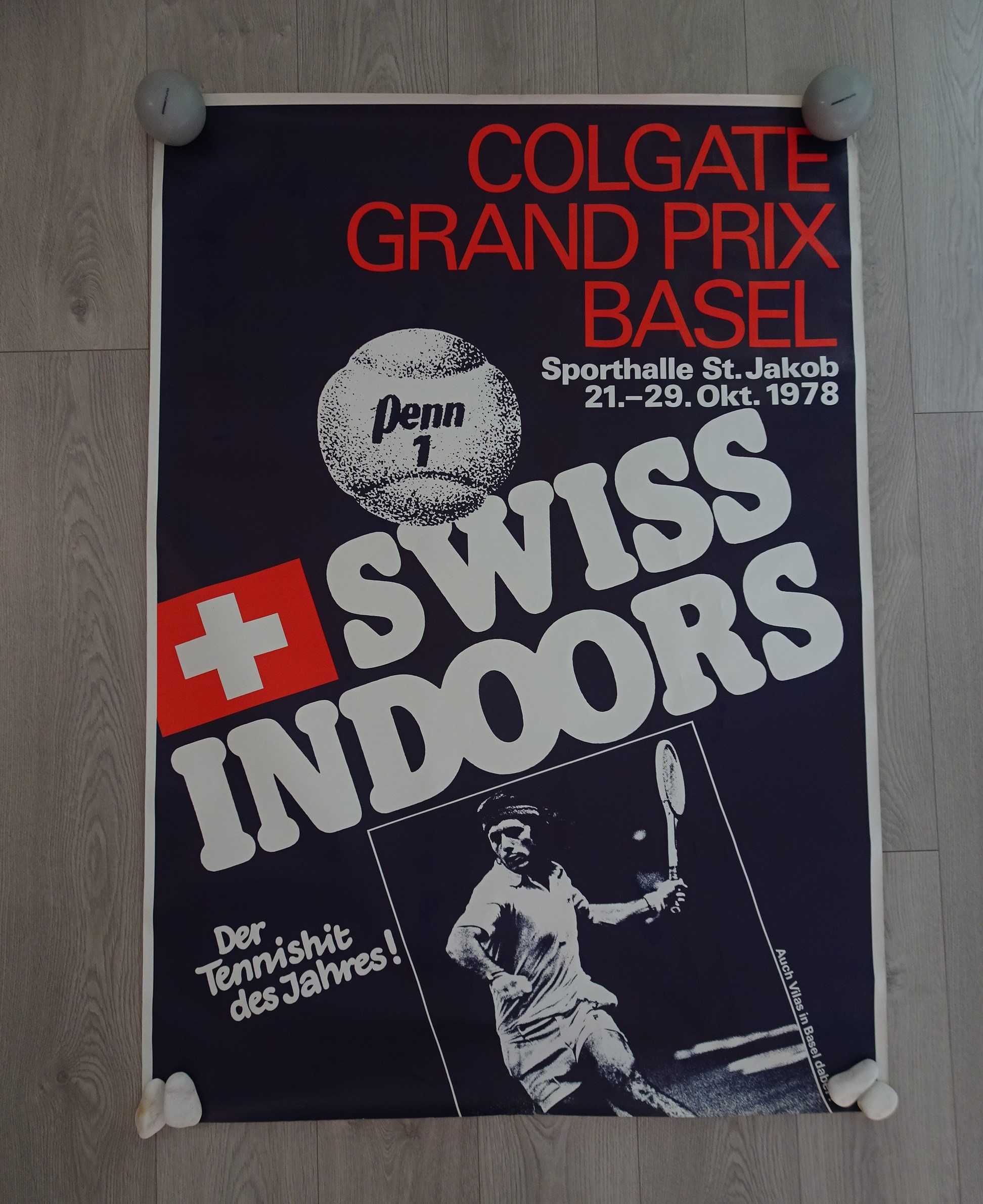Antigo poster Ténis Tennis Colgate Grand Prix Basel 1978 Swiss Indoors