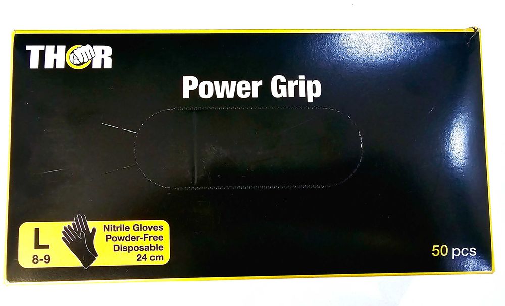 Rękawiczki nitrylowe Power Grip Premium czarne rozmiar L 10 op
