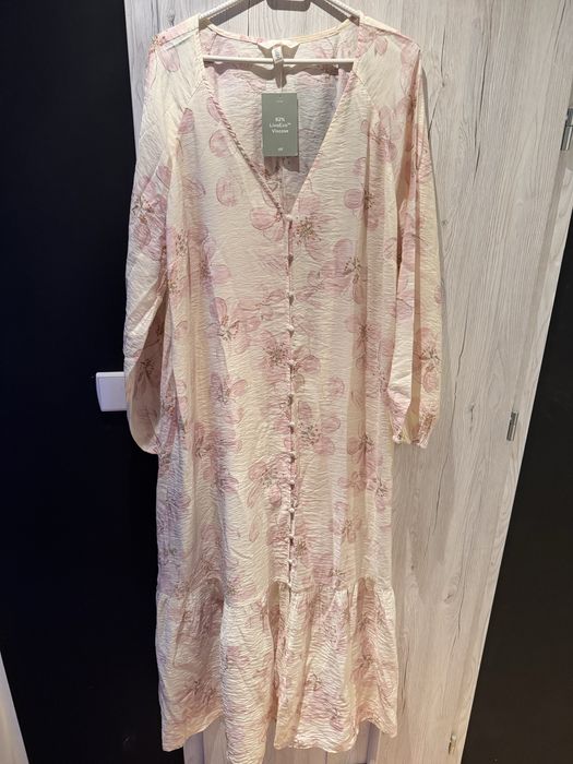 Przepiękna Maxi długa sukienka w kwiaty L H&M wiskoza
