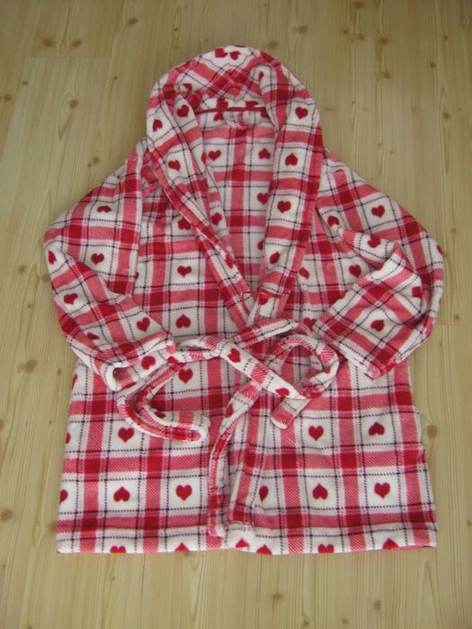 Szlafrok w kratkę i serduszka M&S kieszonki rozm 40