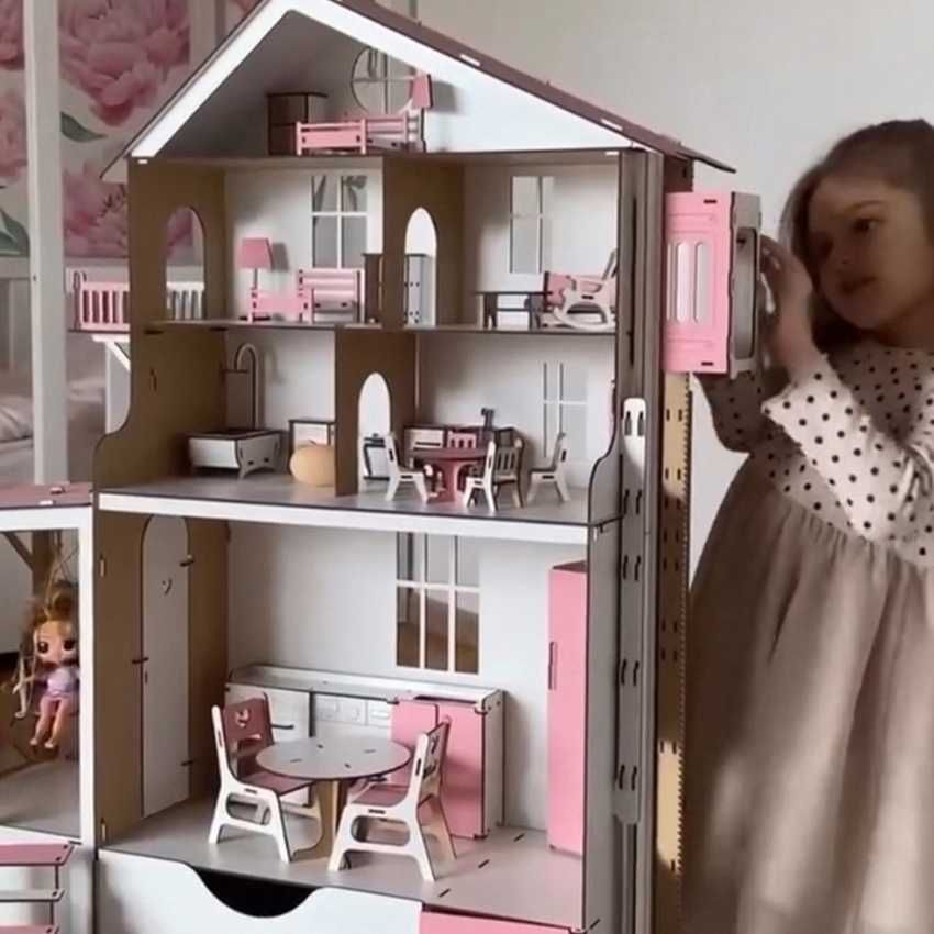 Ляльковий набір Будиночок для ляльок розкішний з меблями Рухомий ліфт