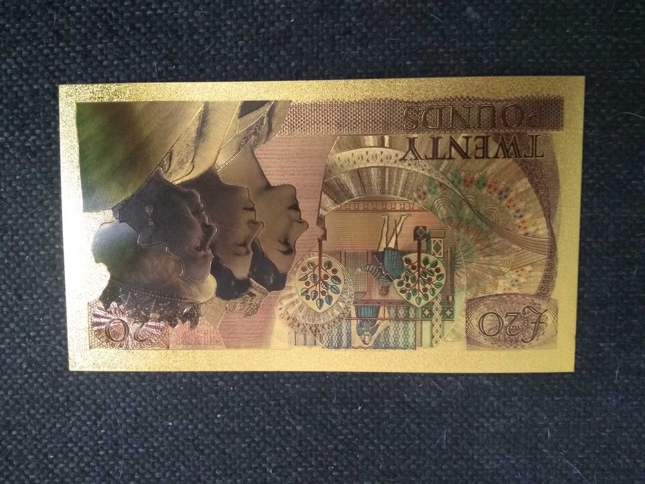 Banknot kolekcjonerski pozłacany - 20 funtów Elżbieta II