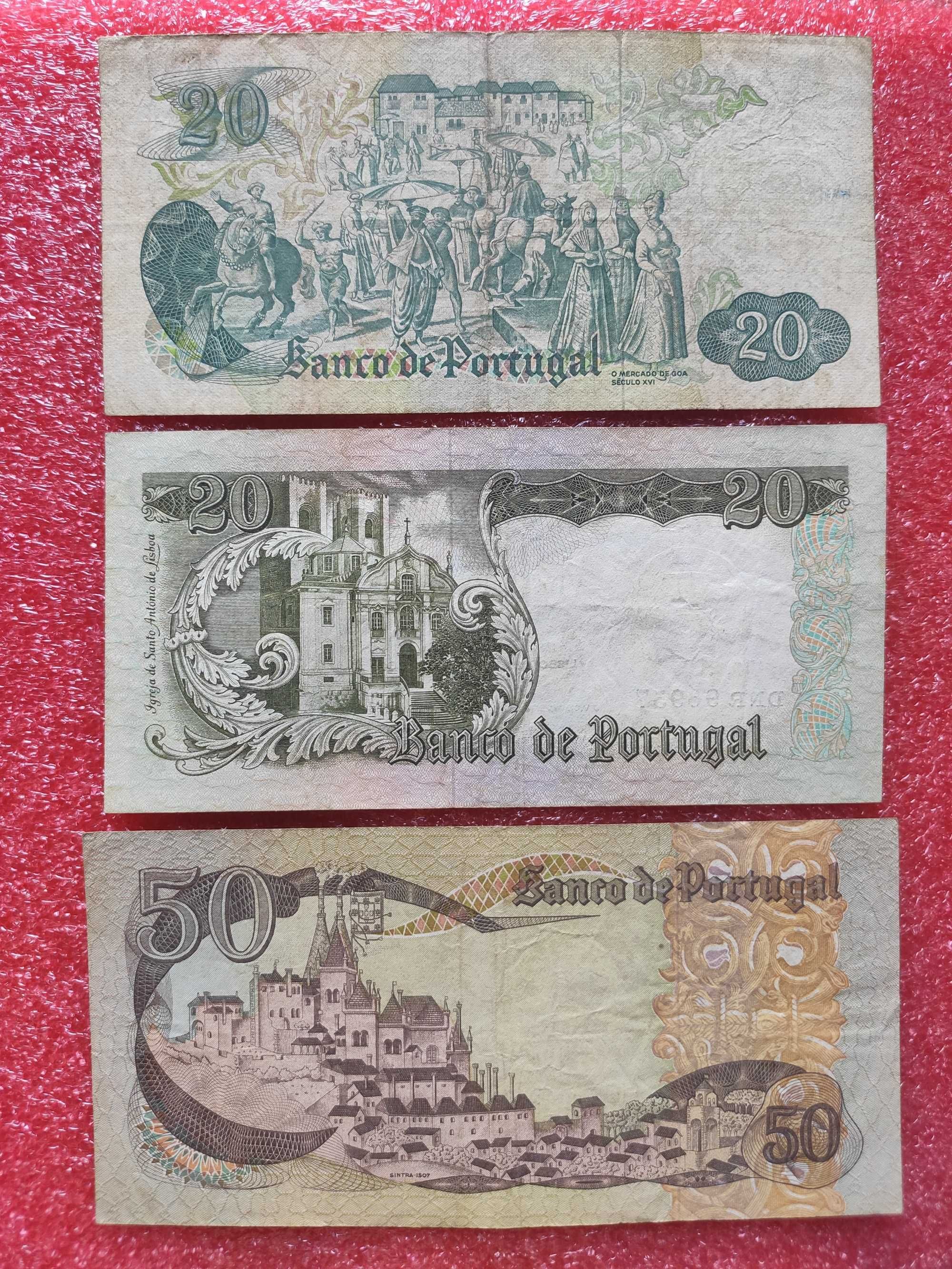 Notas escudos - 20$ 1964, 20$ 1971, 50$ 1980