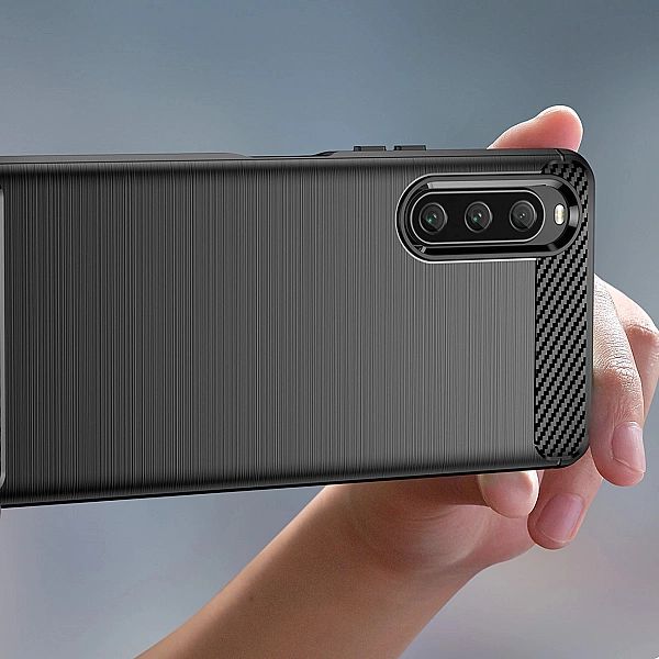 Carbon Case etui do Sony Xperia 10 V elastyczny silikonowy karbonowy p