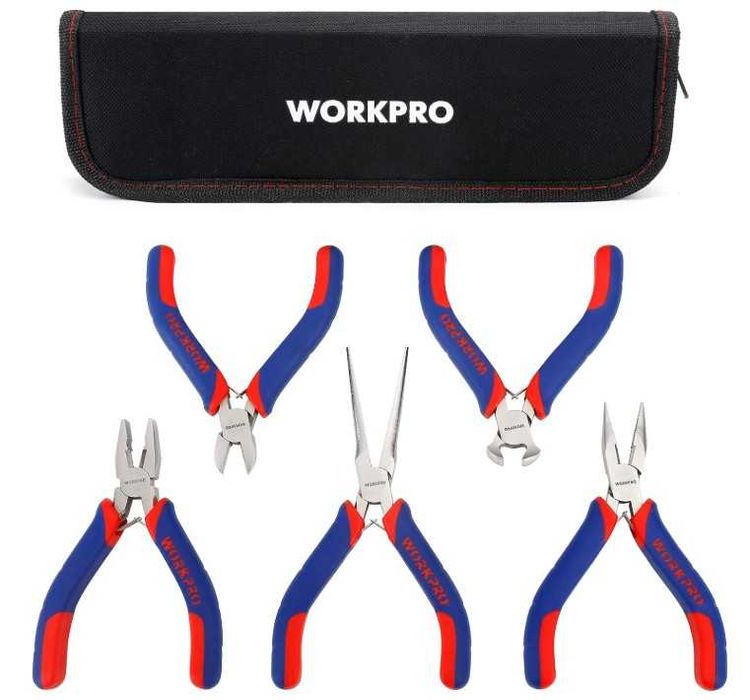 Szczypce do biżuterii 5 sztuk + etui WORKPRO