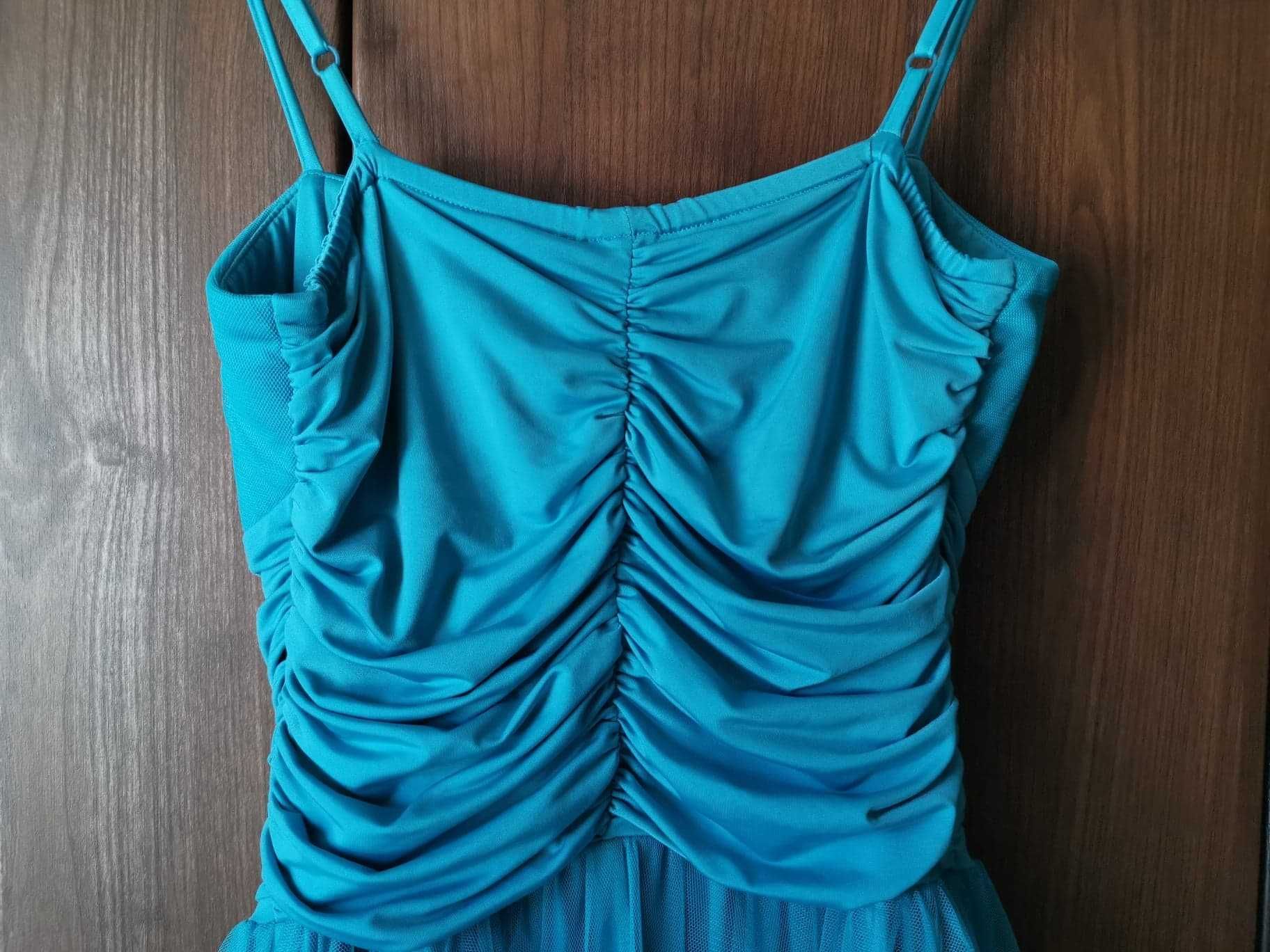 Sukienka Koktajlowa Błękitna 38