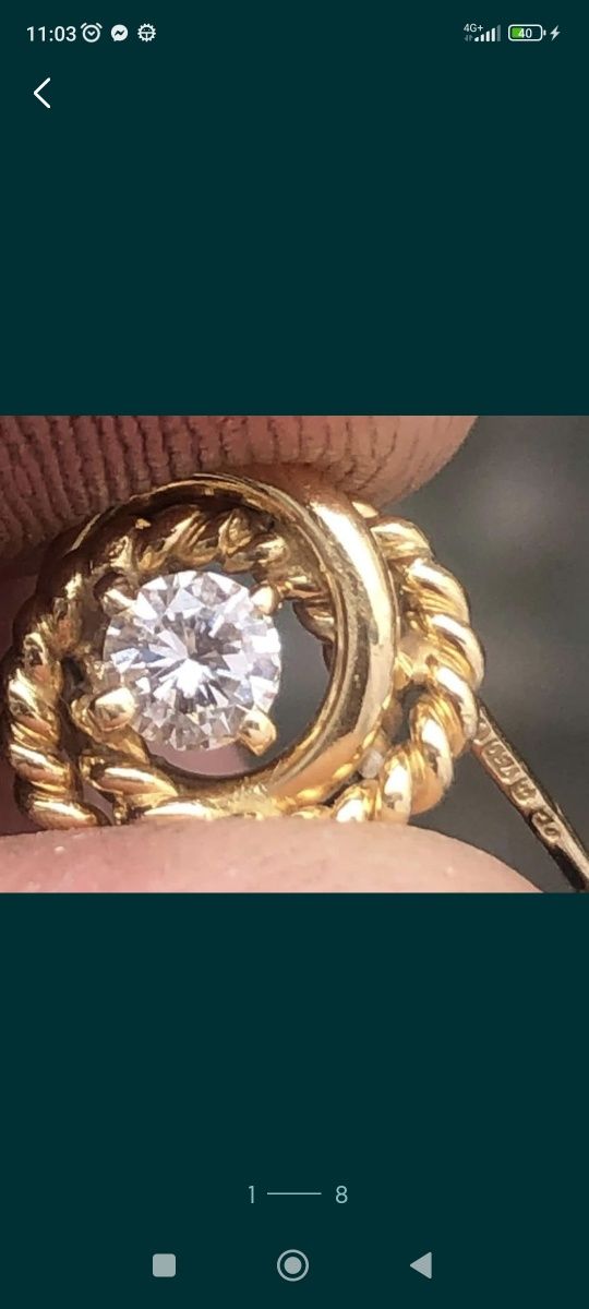 Magnífico diamante sobre ouro amarelo 18k