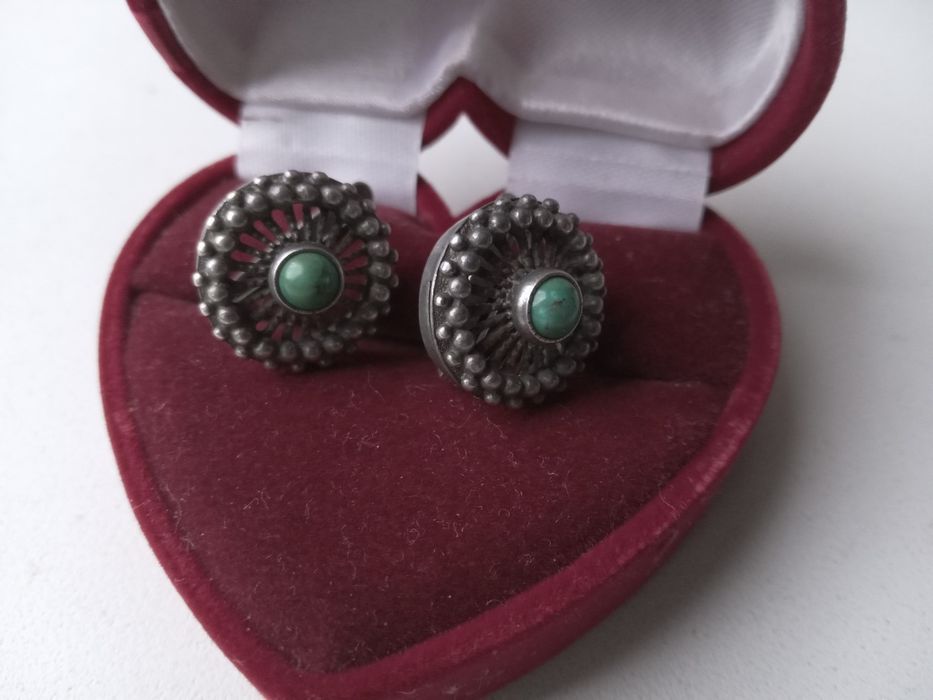 Браслет натуральный камень мельхиор серьги серебряные