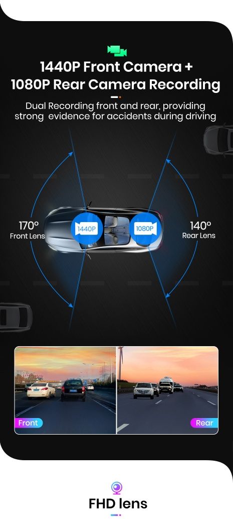 Espelho retrovisor DashCam 11,26 polegadas CARPLAY 2 Câmaras App WiFi