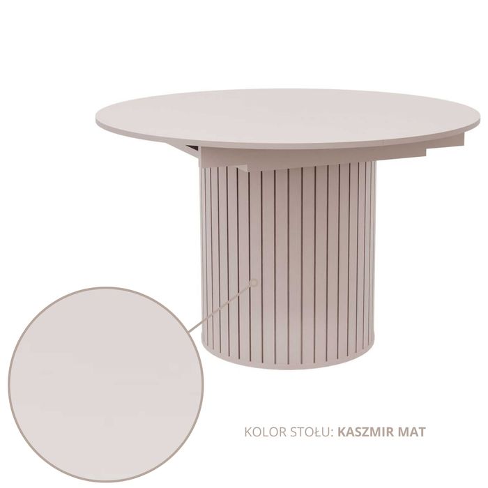 Stół okrągły ELLIE rozkładany 120-160 cm kaszmir mat