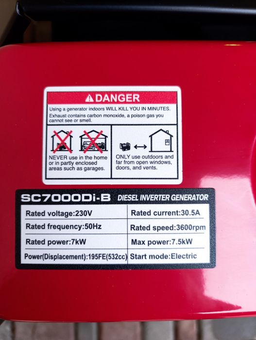 Инверторный генератор 7,5кВт дизельный 1,5л/ч