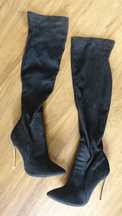 United Fashion,czarne zamszowe kozaki za kolano, r. 37