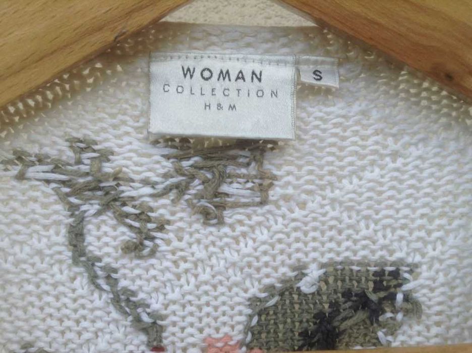 Rękodzieło-sweterek damski ręczne dziergany i haftowany, 100% bawełna.