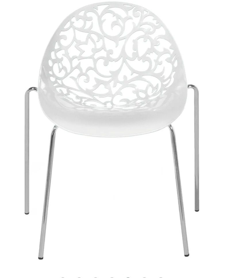 Krzesła białe, ażurowe, plastikowe