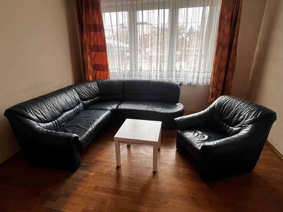 Wypoczynak, narożnik skórzany plus fotel