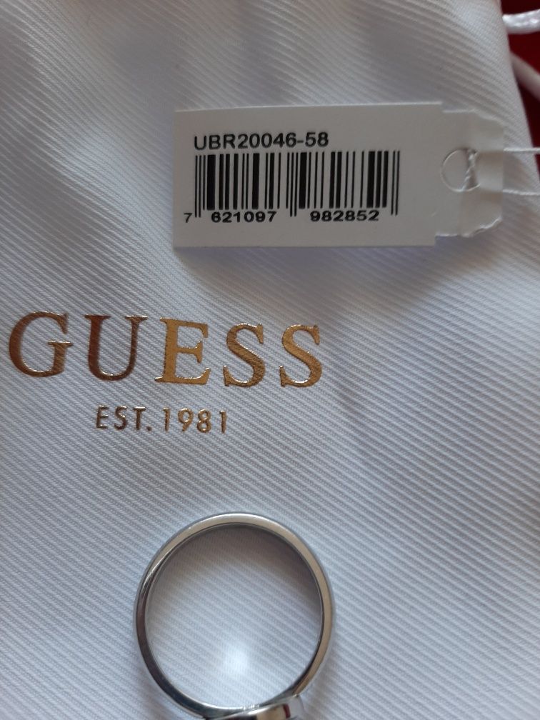 Pierścionek guess all around you 58 18,1 mm nowy stal srebrny cyrkonie