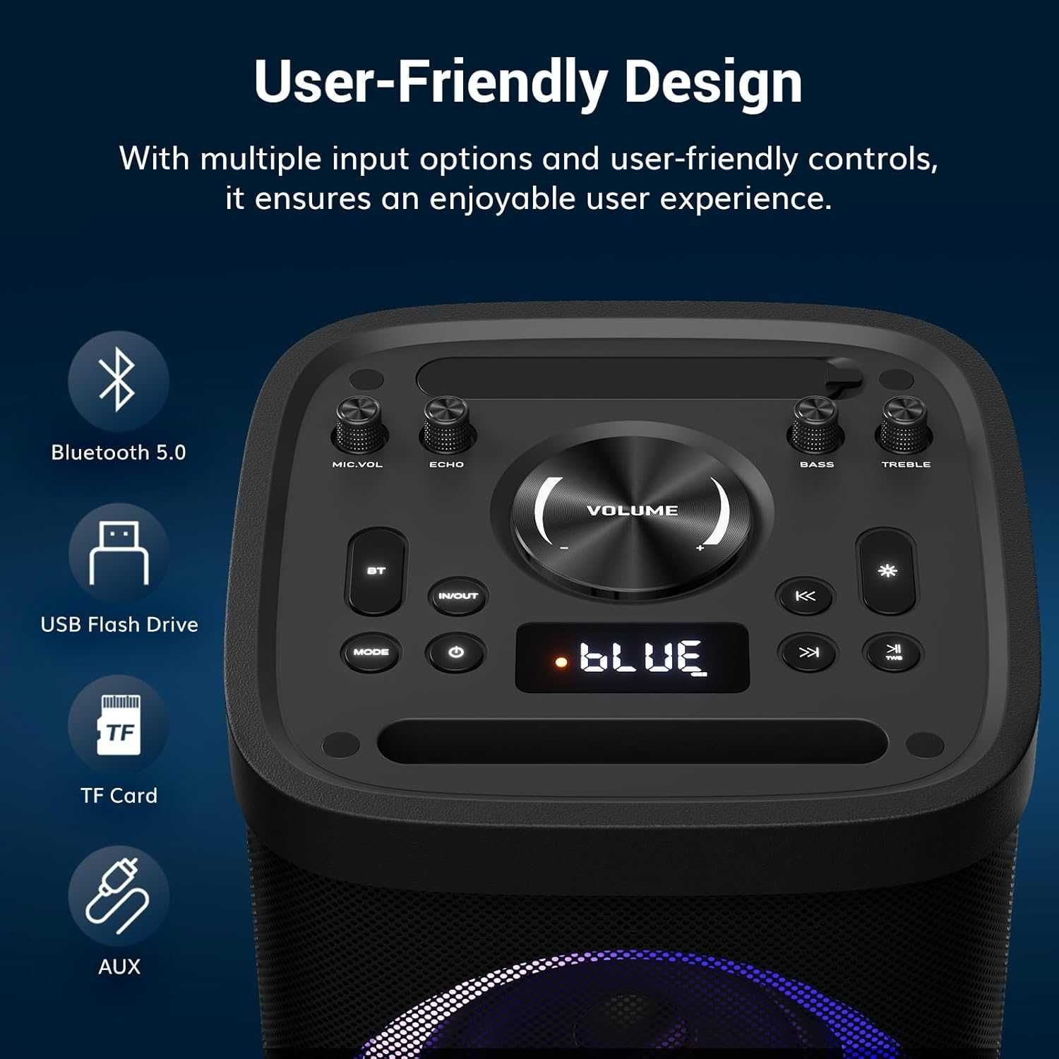 Maszyna karaoke TONOR K60 Bluetooth + 2 mikrofony LED USB TF