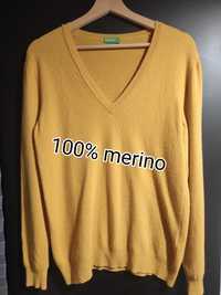 Sweter United colours of Benetton 100%merino wool , 100%wełna